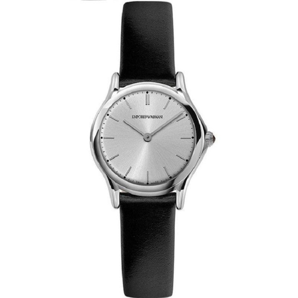 Emporio Armani  Women's  Black Leather strap watch - Picture 1 of 7